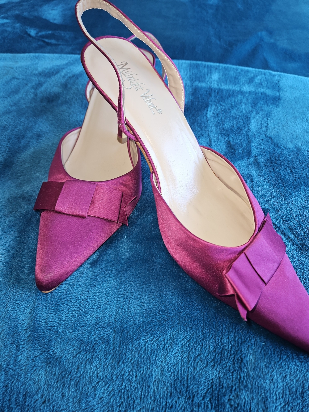 NWOT Women’s Midnight Velvet Fuschia Pointed-Toe Slingback Heels Sz 10
